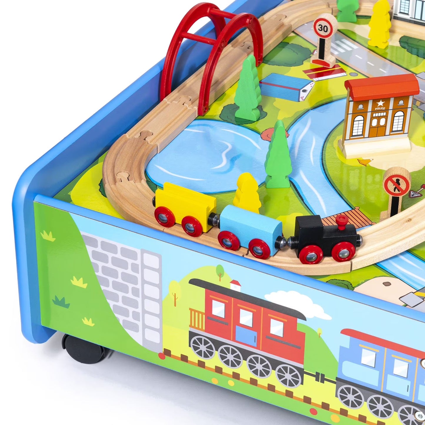 Train Set with Table and Play Board, 62 Pc.