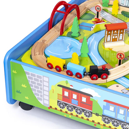 Train Set with Table and Play Board, 62 Pc.