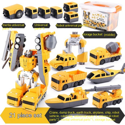 Children's Magnetic Inertia Variety Toy Robot Assembly Transformer Toy Car