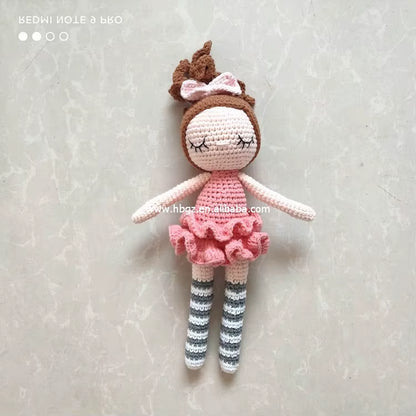 Custom Color Organic Cotton Handmade Girl Doll Girl Ballerina Knitted Doll Gift L for Children'S Day Christmas Day