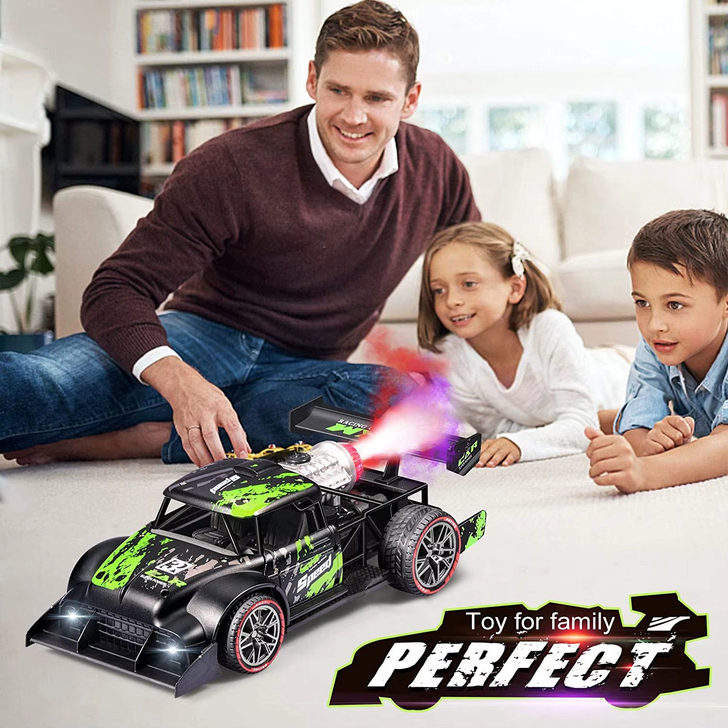 1:16 2.4G High Speed Alloy Remote Control Spray RC Car Toy with Light Wireless Control