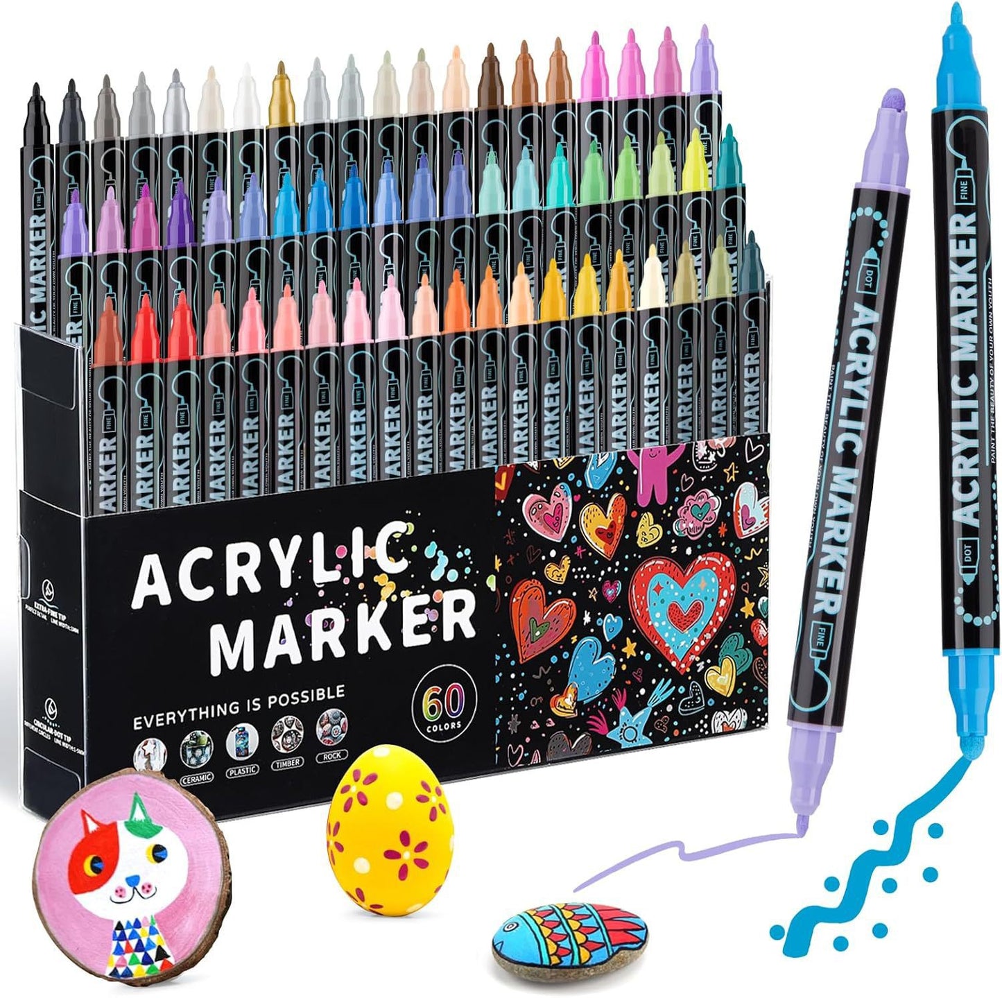 Household Stackable Dual-Tip Acrylic Markers