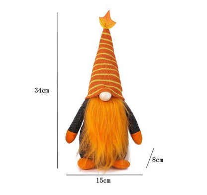 Harvest Festival Autumn Pumpkin Maple Leaf Faceless Gnome Doll Decoration
