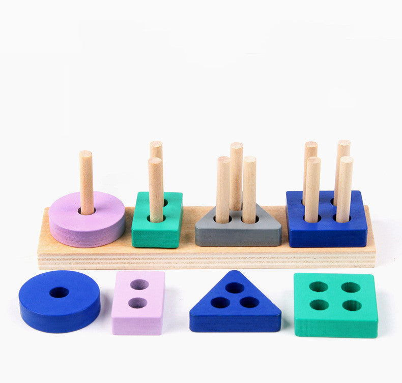 Four sets of columns for children wooden block