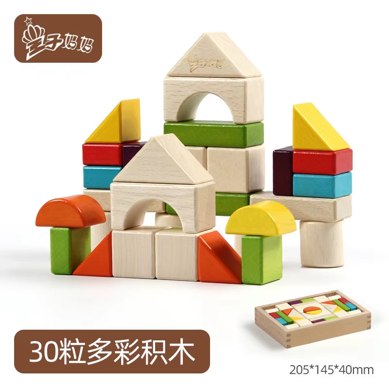 Wood Building Blocks 30 Pcs 54Pcs 74Pcs Coloring Creative Blocks Toys