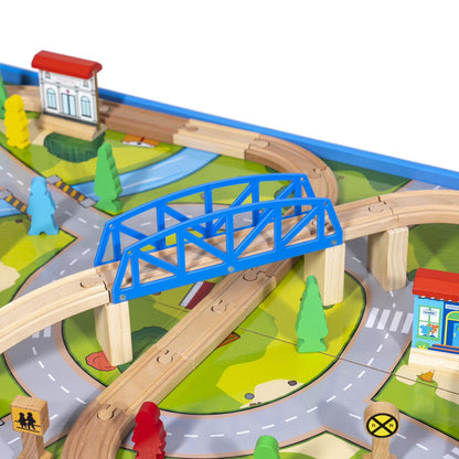 Train Set with Table and Play Board, 62 Pc.