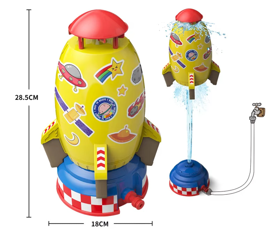 Water Sprinkler for Kids Outdoor Cartoon Cute High Pressure Rotating Sprinkler Rocket Launcher Garden Summer Toys