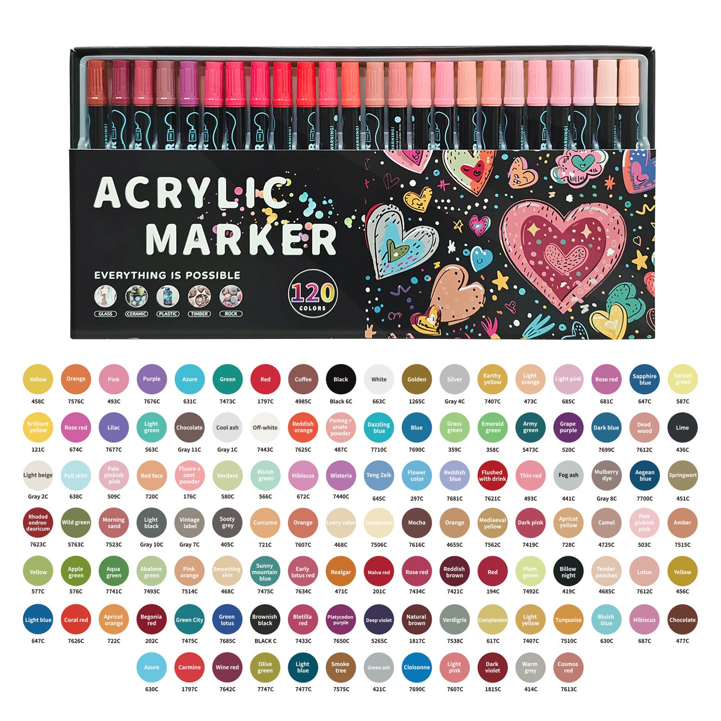 Household Stackable Dual-Tip Acrylic Markers