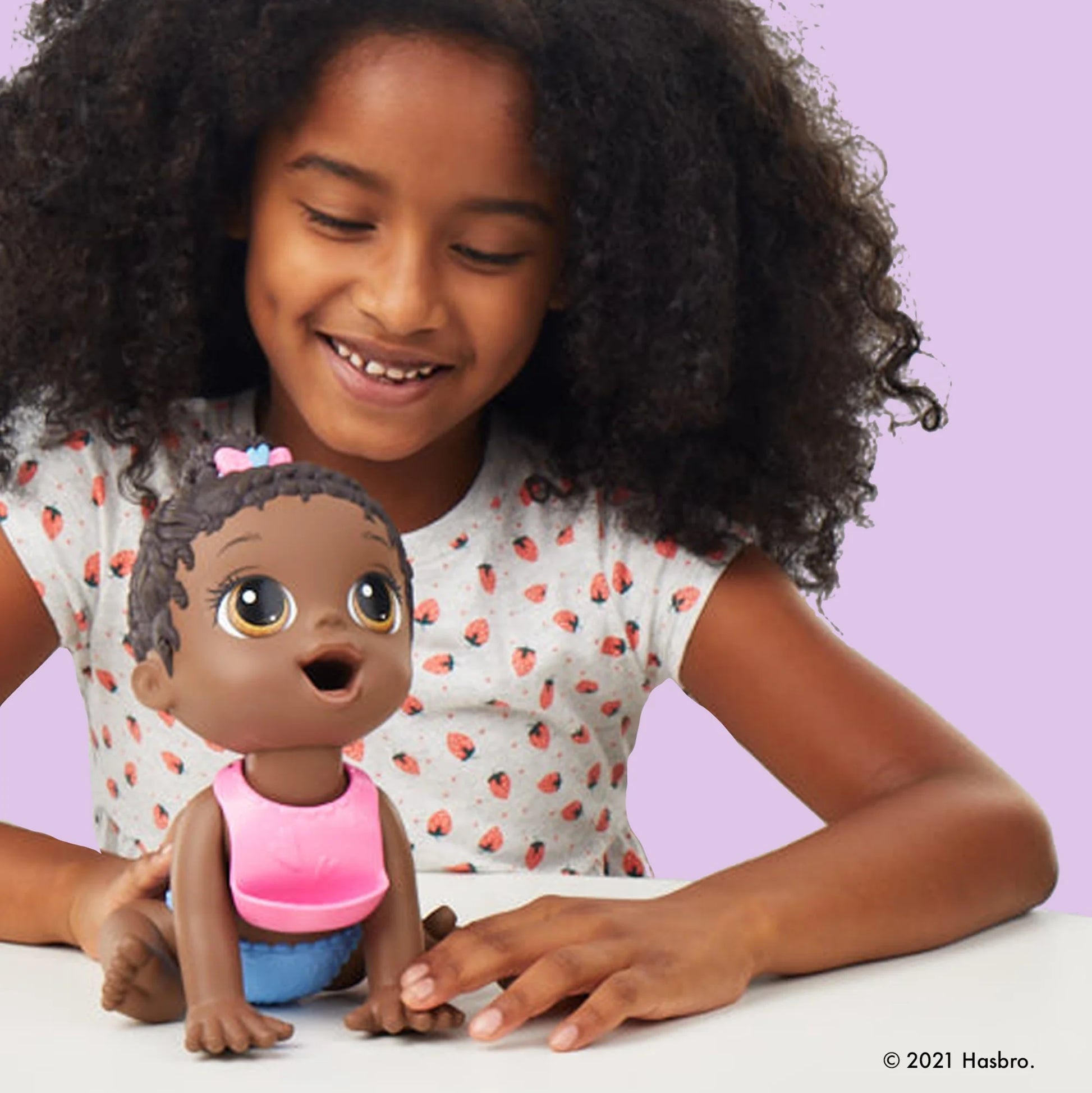 Lil Snacks Doll, Eats and "Poops," 8-Inch Baby Doll Toy, Kids 3 and Up, Black Hair