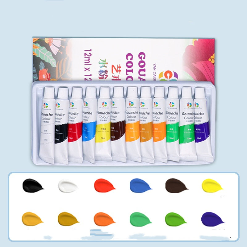 Gouache Full Set Art Supplies Brush Painting Tools Children Watercolor Coloring 36241812 Colors - LJ Enterprise