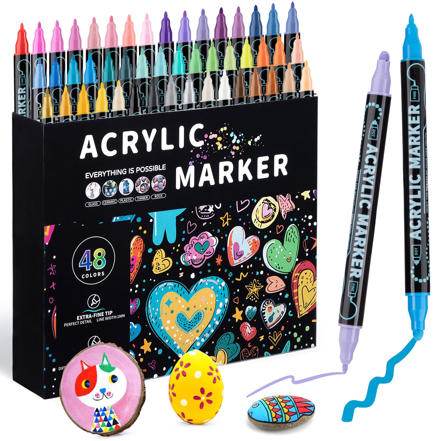 Household Stackable Dual-Tip Acrylic Markers