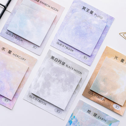 Square Beautiful Planet Sticky Notes Tearable Sticky Oil Painting Notepad