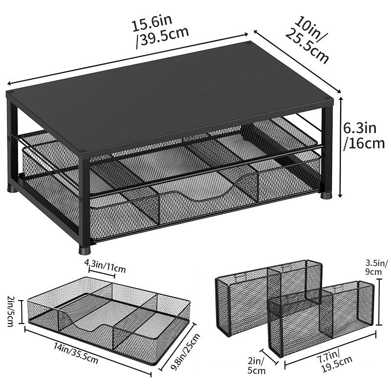 Two-tier Computer Monitor Riser With Storage