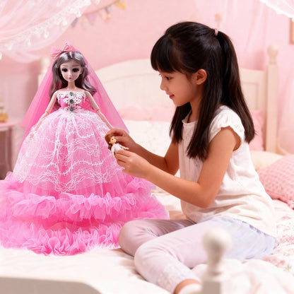 45Cm Princess Doll with Big Wedding Dress Included Realistic Fashion Doll for Girls' Pretend Play Storytelling(No Gift Box)