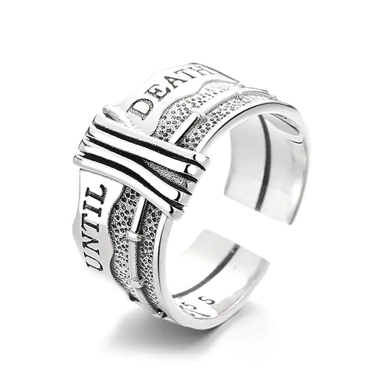 S925 Sterling Silver Vintage Distressed Ring