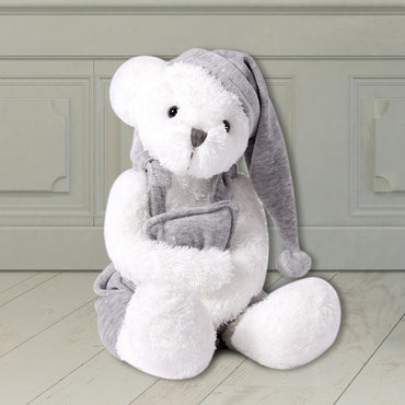 New White Pajamas Bear Doll Children Sleep With Plush Toys Birthday Gift