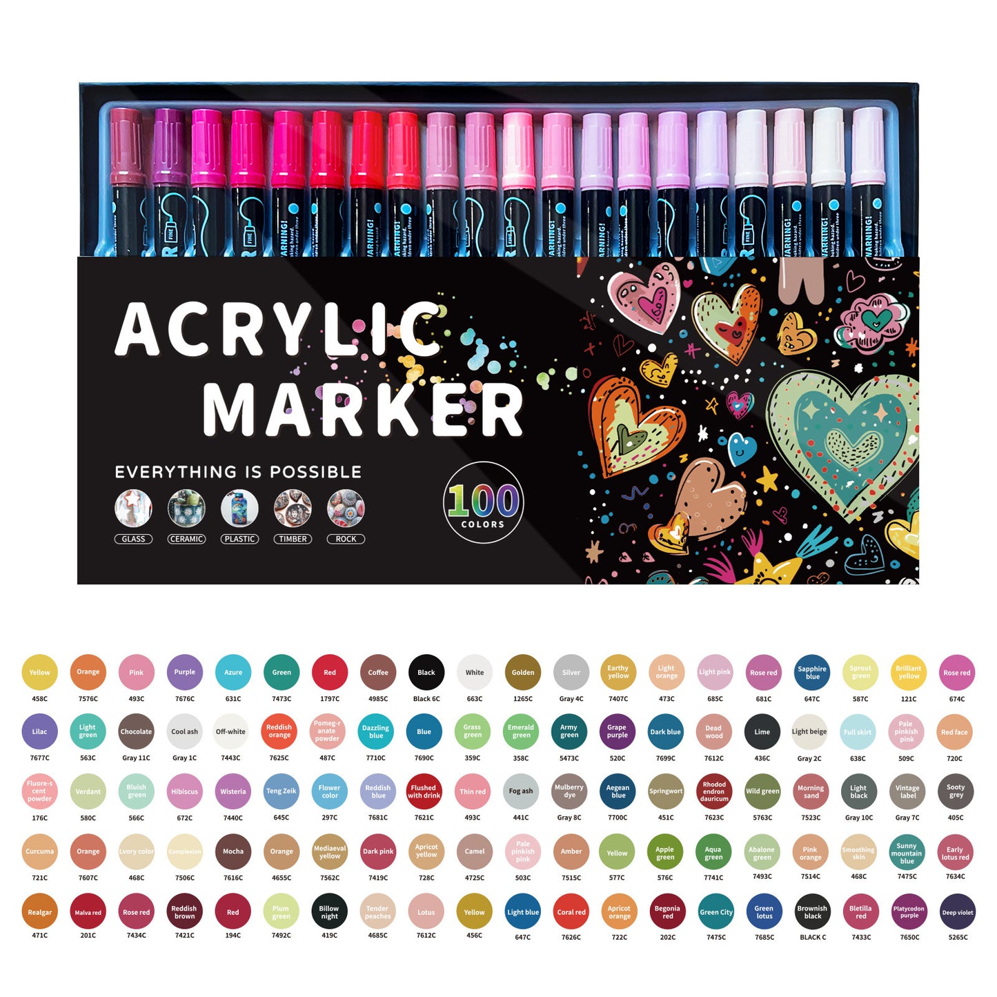 Household Stackable Dual-Tip Acrylic Markers