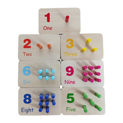 Montessori Wooden Educational Toy Counting & Number Board, Learning 1-10 Math Number, Preschool Activity for Toddlers, Toddler Learning Toys