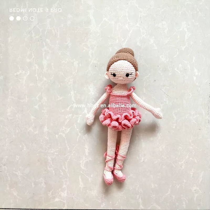 Custom Color Organic Cotton Handmade Girl Doll Girl Ballerina Knitted Doll Gift L for Children'S Day Christmas Day