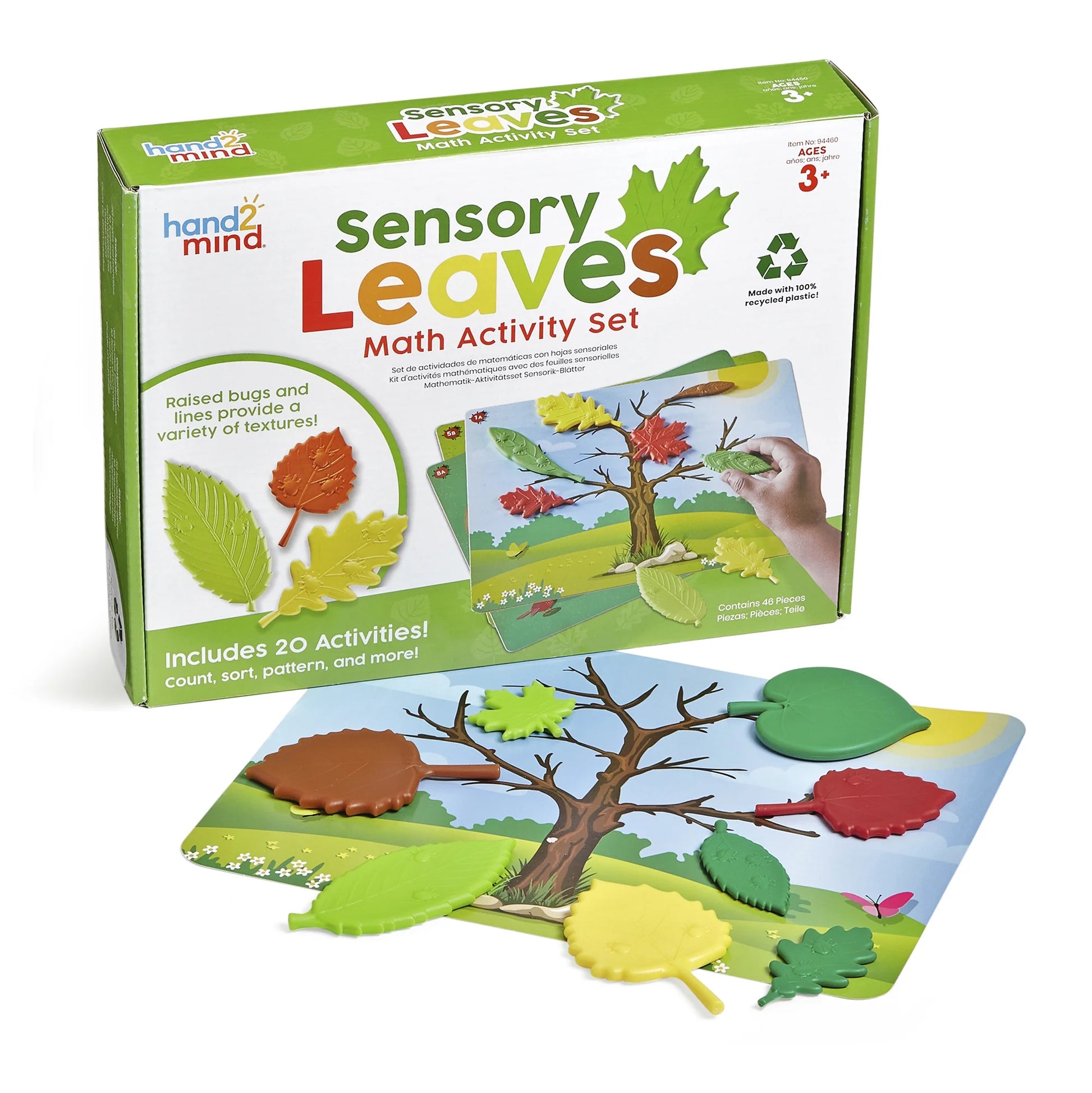 Sensory Leaves Math Activity Set, Sensory Toys, Pattern Blocks Cards, Sorting Math Counters