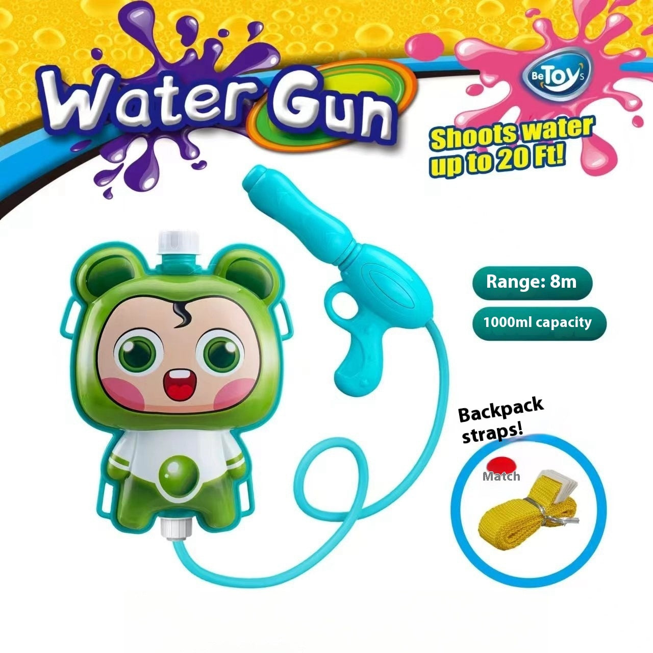 Children's Pull-out Backpack Water Gun Toy Water Playing Outdoor Water Fight Water - LJ Enterprise