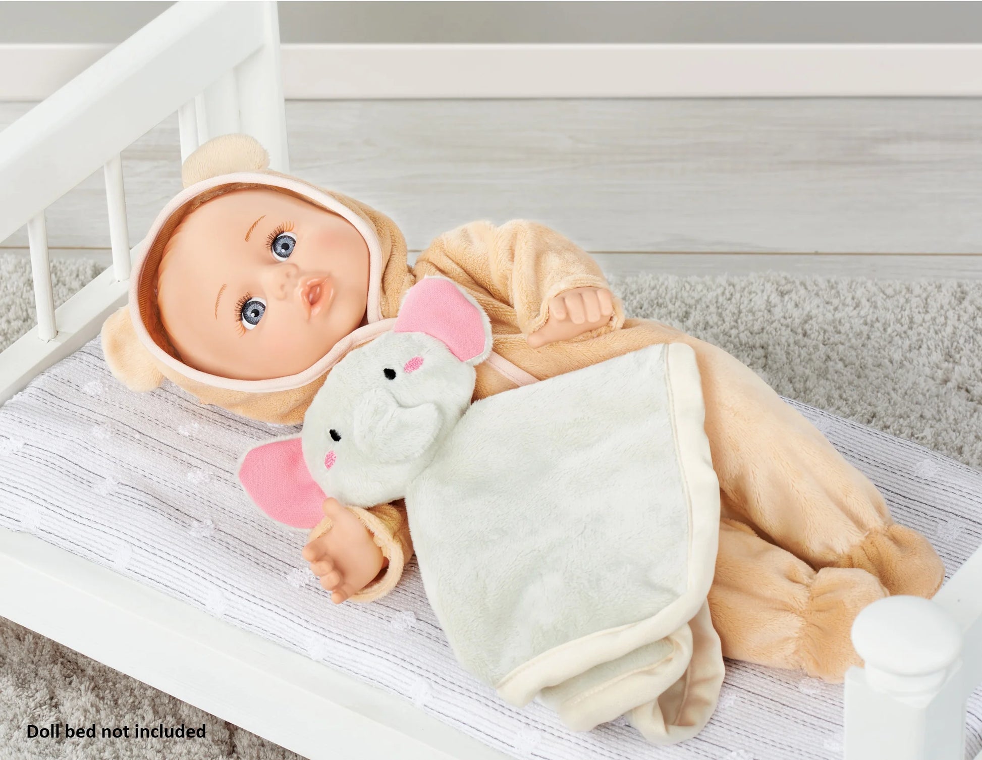 Bedtime Baby Doll Play Set, Mocha and Ivory Outfit, 14-Inch Doll, 6 Pieces Included