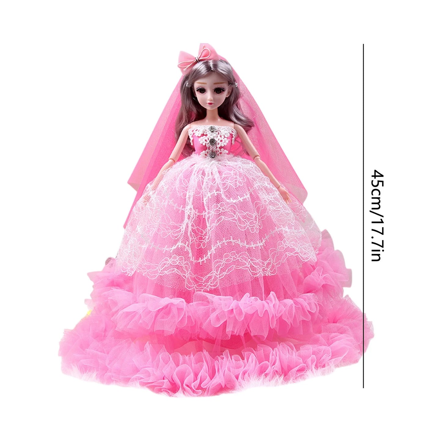 45Cm Princess Doll with Big Wedding Dress Included Realistic Fashion Doll for Girls' Pretend Play Storytelling(No Gift Box)