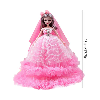 45Cm Princess Doll with Big Wedding Dress Included Realistic Fashion Doll for Girls' Pretend Play Storytelling(No Gift Box)
