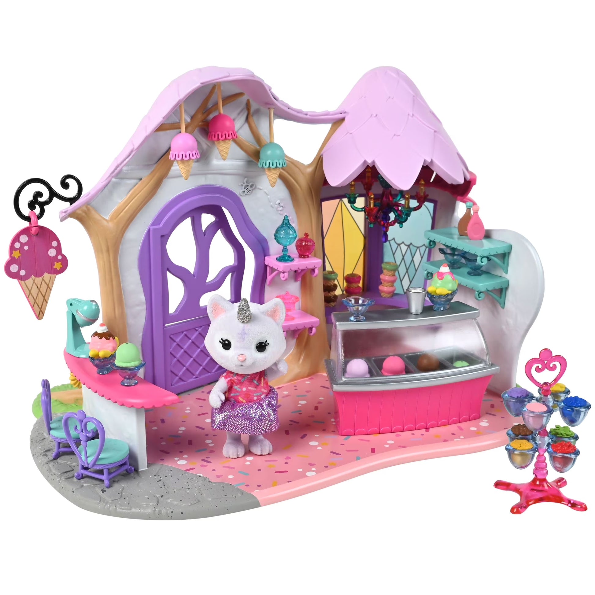 Crystal’S Ice Cream Shop Set with Miniature Doll Figure, (Set of 36)