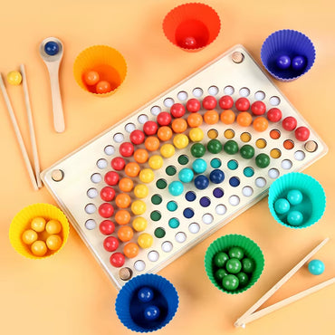 Kids Wooden Rainbow Clip Beads Toys Parent-Child Interactive Training Wooden Children Early Education Board Game Toy