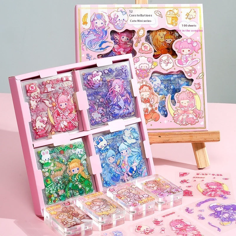 Twelve Constellation Stickers 00 Pieces Non-repeated Waterproof Goo Card Stickers Notebook Gift Box