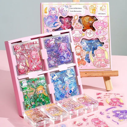 Twelve Constellation Stickers 00 Pieces Non-repeated Waterproof Goo Card Stickers Notebook Gift Box