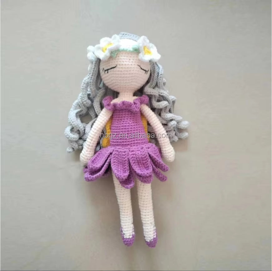 Custom Color Organic Cotton Handmade Girl Doll Girl Ballerina Knitted Doll Gift L for Children'S Day Christmas Day