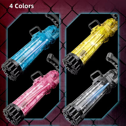 Outdoor Games Party Toys Light Water Soap Blower Machine Electric Shooter Bazooka 21 Hole Gatling Bubble Gun