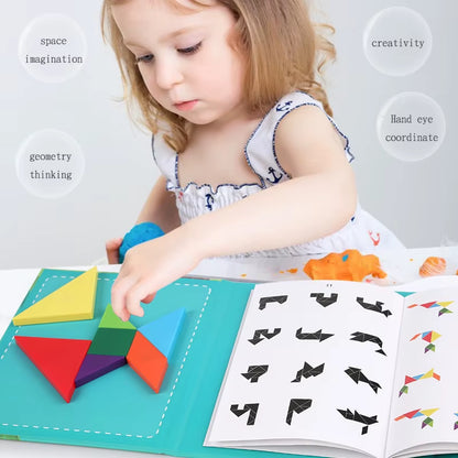 ABS Geometry Tangram Paper Book DIY Puzzle Teaching Aids Toys