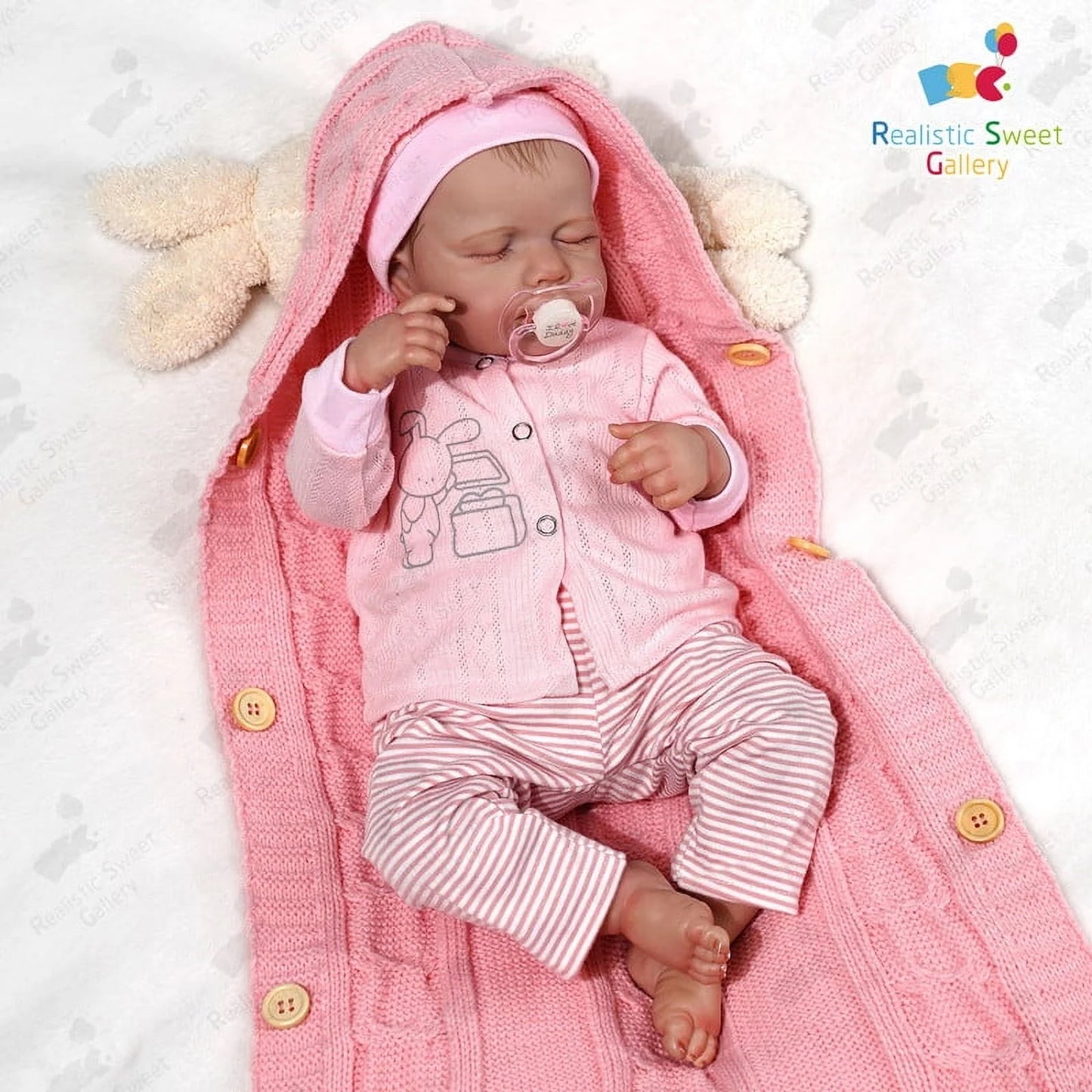 RSG 20-Inch Reborn Dolls - Soft Cloth Body Lifelike Sleeping Doll - Newborn Baby Dolls with Clothes and Toy Accessories Gift for Kids Age 3+, Pink-Hat (Cloth Body)