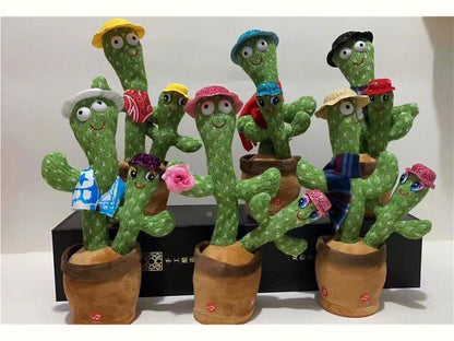 Christmas Gift Stuffed Flowerpot Soft Plush Toys Record Twisting Sing Talking Electric Dancing Cactus Toy with Light Opp Bag