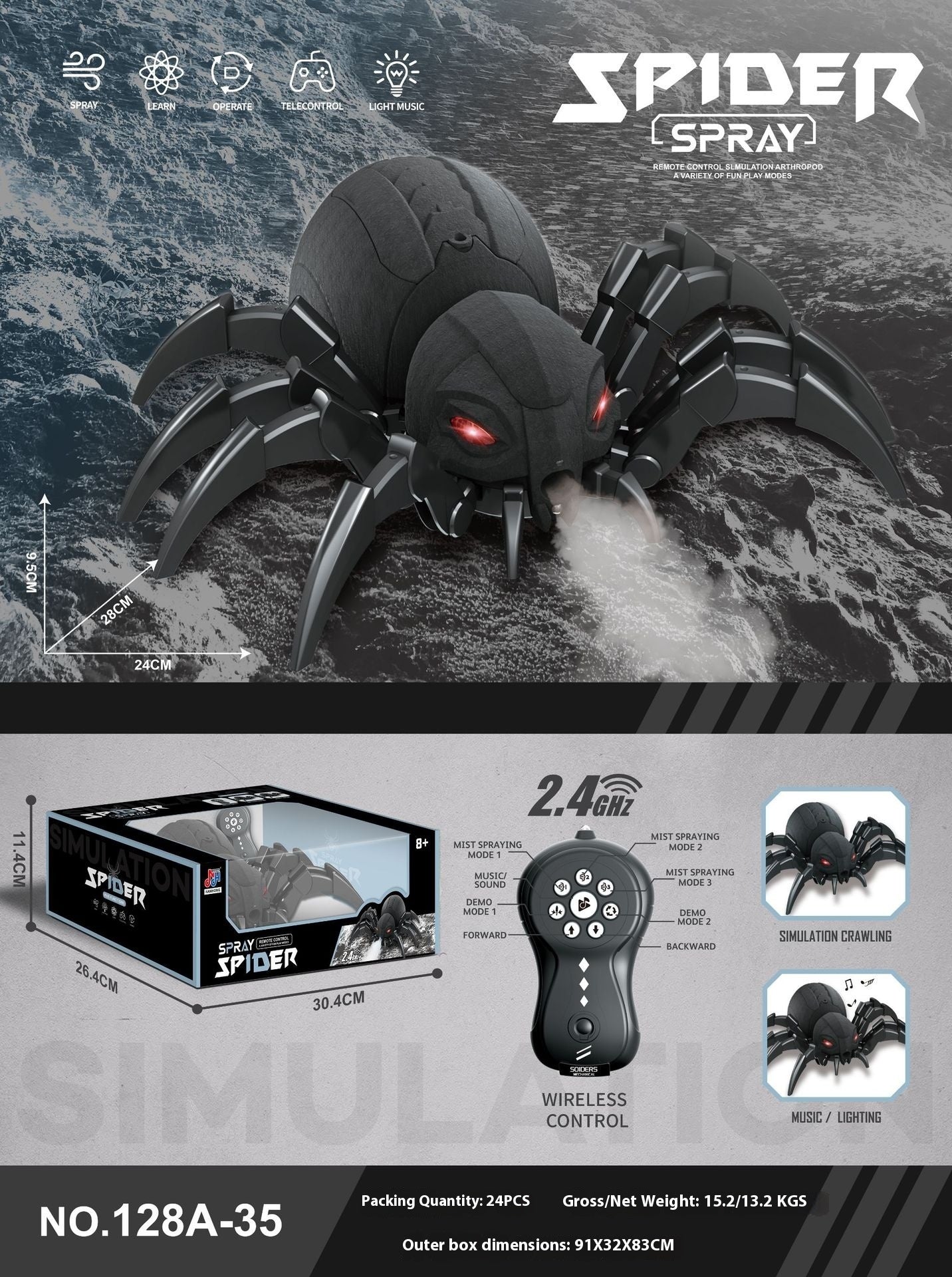 Remote Control Spray Insect Animal Toy