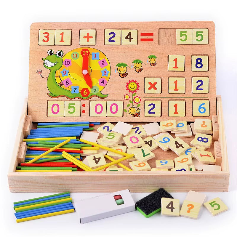 Baby Montessori Toy Math Woodentoy Learning Box Number Educational Game with Drawing Wooden Board Educational Toys for Children