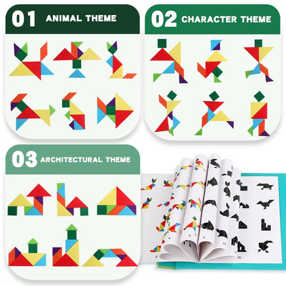 ABS Geometry Tangram Paper Book DIY Puzzle Teaching Aids Toys