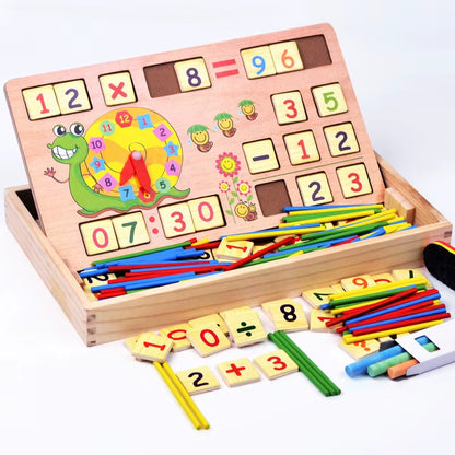 Children Wooden Multifunctional Math Learning Box Digital Enlightenment Montessori Educational Toys for Kids