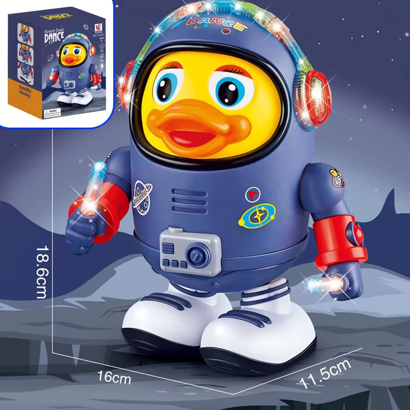 Hot Selling Baby Duck Cartoon Space Swinging Toy Musical Interactive Kids Light up Toy with Lights and Sounds Dancing Robot Toy