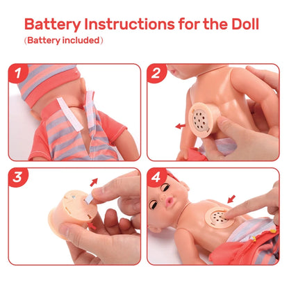 Baby Doll Play Set with 12.5" Baby Doll, 21'' Foldable Doll Stroller, High Chair, 35 PCS Baby Doll Accessories and 2 Sets Doll Clothes, Pretend Play Toys for Girls Toddlers