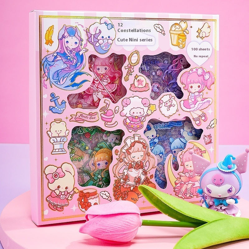 Twelve Constellation Stickers 00 Pieces Non-repeated Waterproof Goo Card Stickers Notebook Gift Box