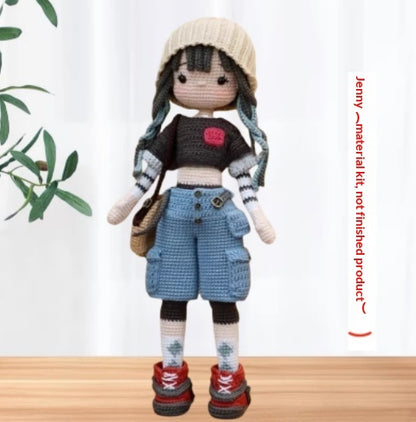 Dress-Up Girl Ornament Kit Hand-Knitted Doll Yarn Crochet DIY Cute Large Doll Craft Project - LJ Enterprise