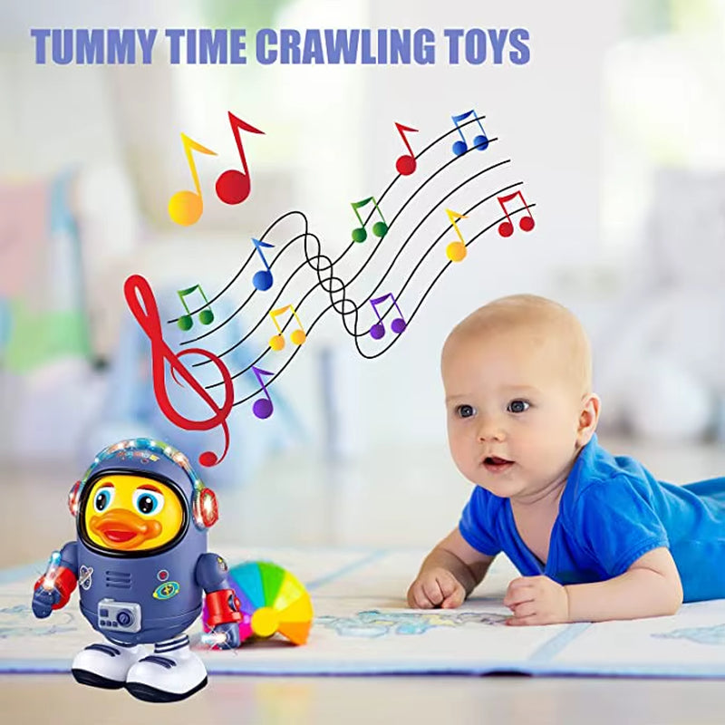 Hot Selling Baby Duck Cartoon Space Swinging Toy Musical Interactive Kids Light up Toy with Lights and Sounds Dancing Robot Toy