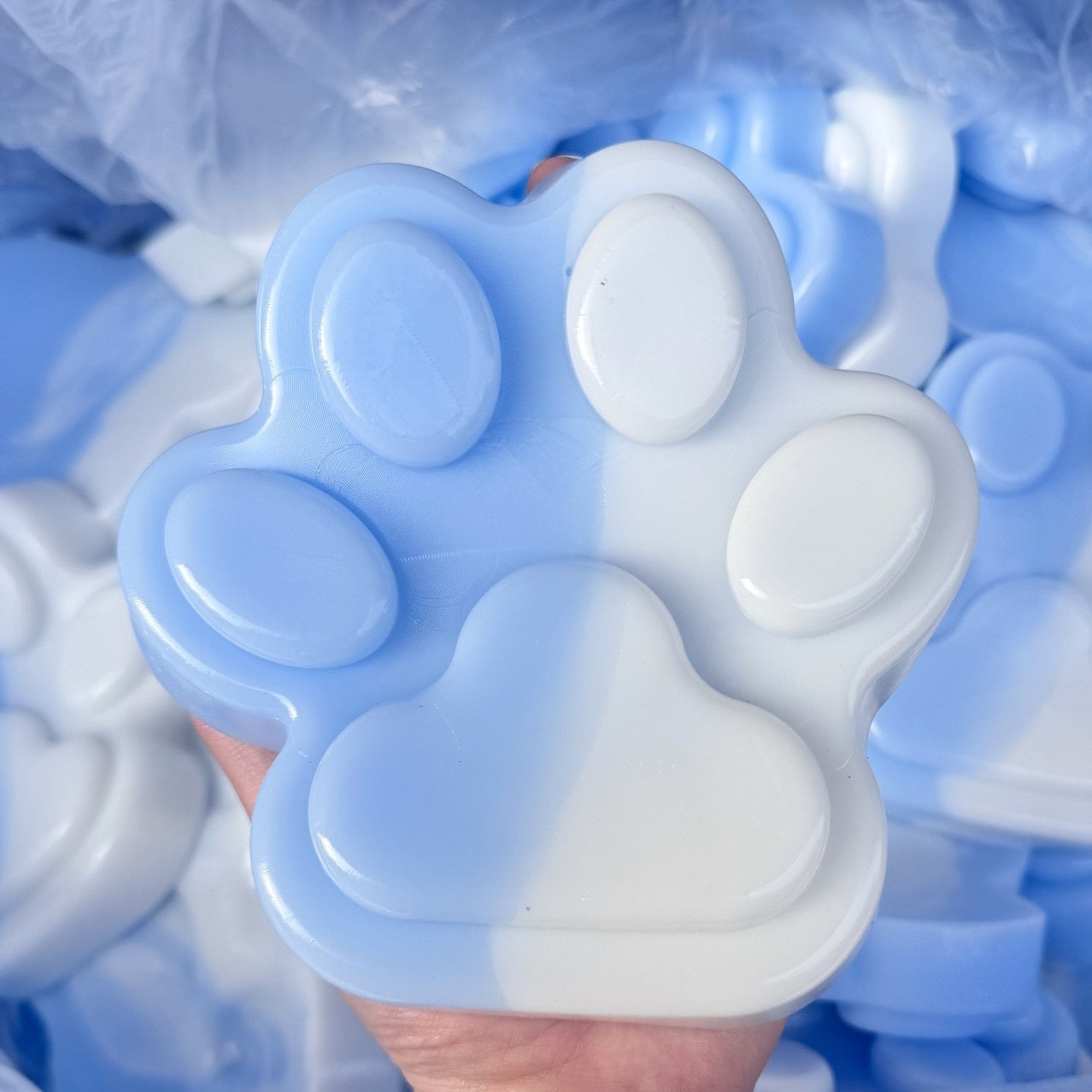 Super Large Glossy PVC Bag Super Soft Silicone Cat's Paw Compressable Musical Toy