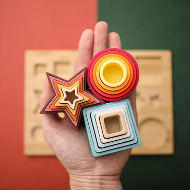 Food Grade Biteable Silicone Toy Puzzle Baby Pile Style Le