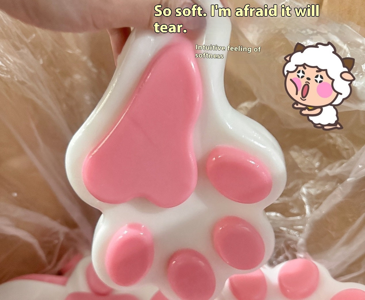 Super Large Glossy PVC Bag Super Soft Silicone Cat's Paw Compressable Musical Toy