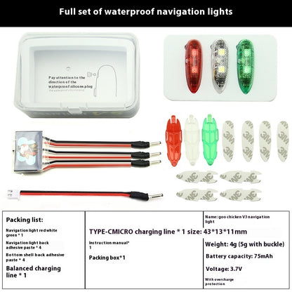 V3 Wireless Charging Waterproof Navigation Light Car Model Ship Model Fixed Wing A Running Light